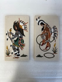 Pr. Indian Plaques  Signed B. Sam