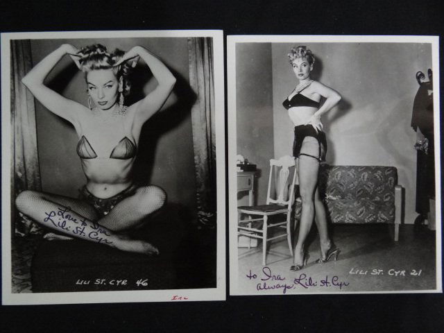 Lili St Cyr Signed Photographs: Black and white. Signed in ink, "Love to Ira (Kramer), Lili St Cyr"; "To Ira (Kramer), Lili St Cyr" both are 8x10