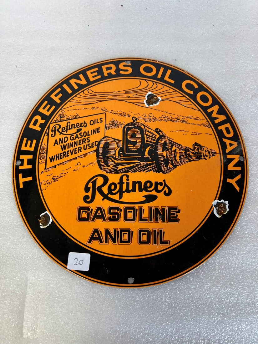 Refiners Oil Company Sign: Enameled. Imperfectons 12"
