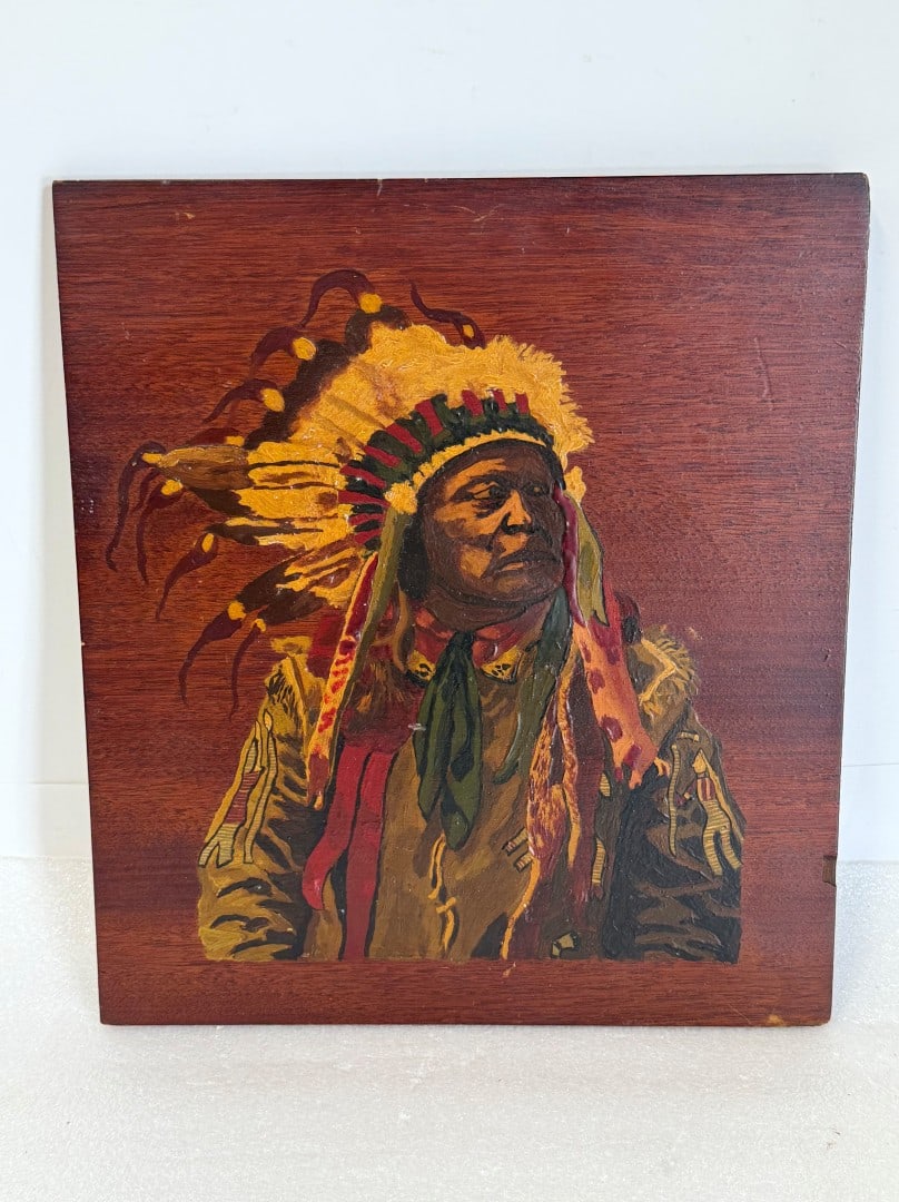 After Joseph Henry Sharp Oil: Joseph Henry Sharp (American 1859-1953). Unsigned. Strikes His Enemy ; Crew Chief 14" x 12"