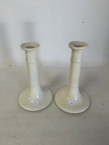 Pr. Spode Milk Glass Candlesticks