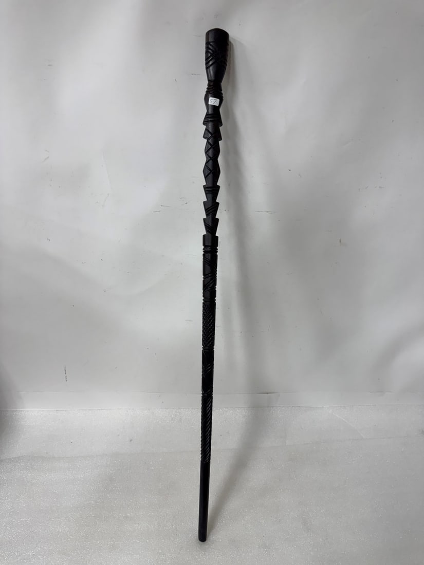 African Ebony Wooden Cane: 38 1/2"L