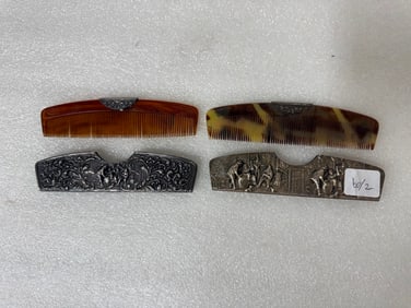 Ornately Silver Cased Combs (2)