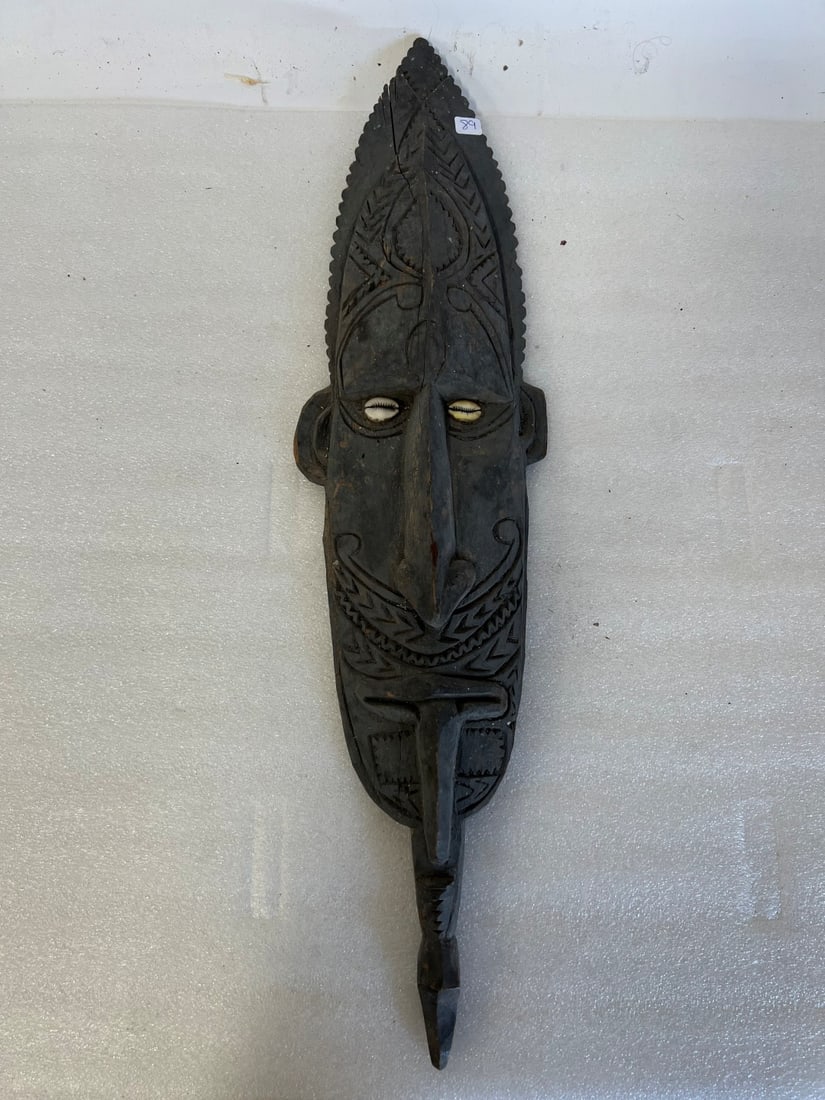 Antique African Carved Wooden Mask: 26"H