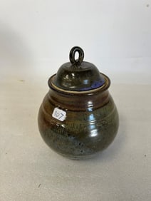 Antique Glazed French Covered Jar