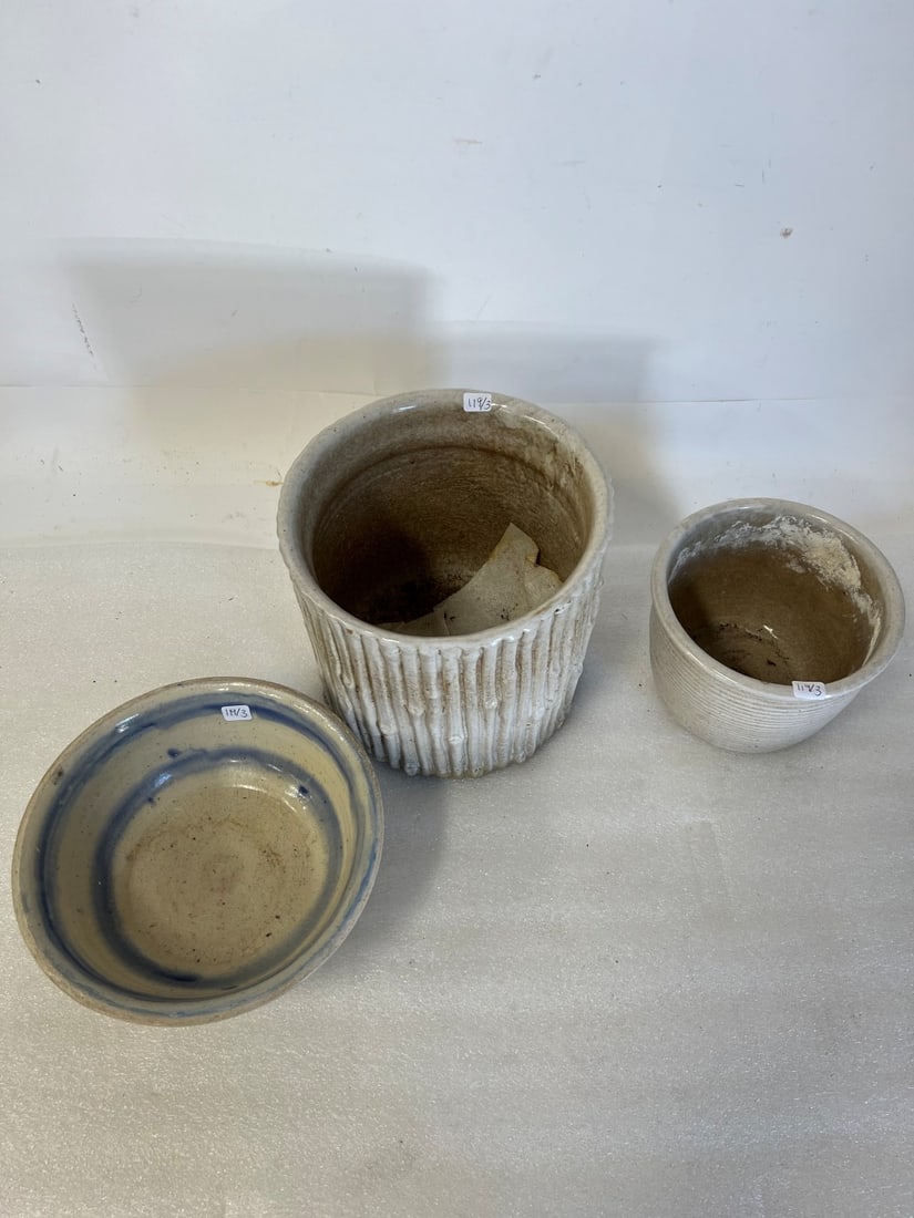 Antique Pottery Flower Pots & Bowl (1 of 3)