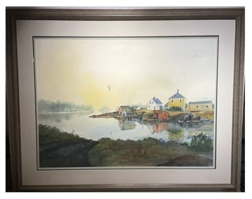 R.C. Malin; 20thC. Canadian Watercolor - Peggy's Cove Signed