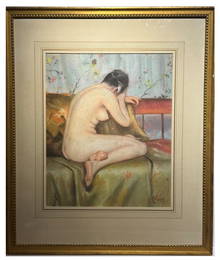 William Merritt Chase; American Pastel of a Nude Signed