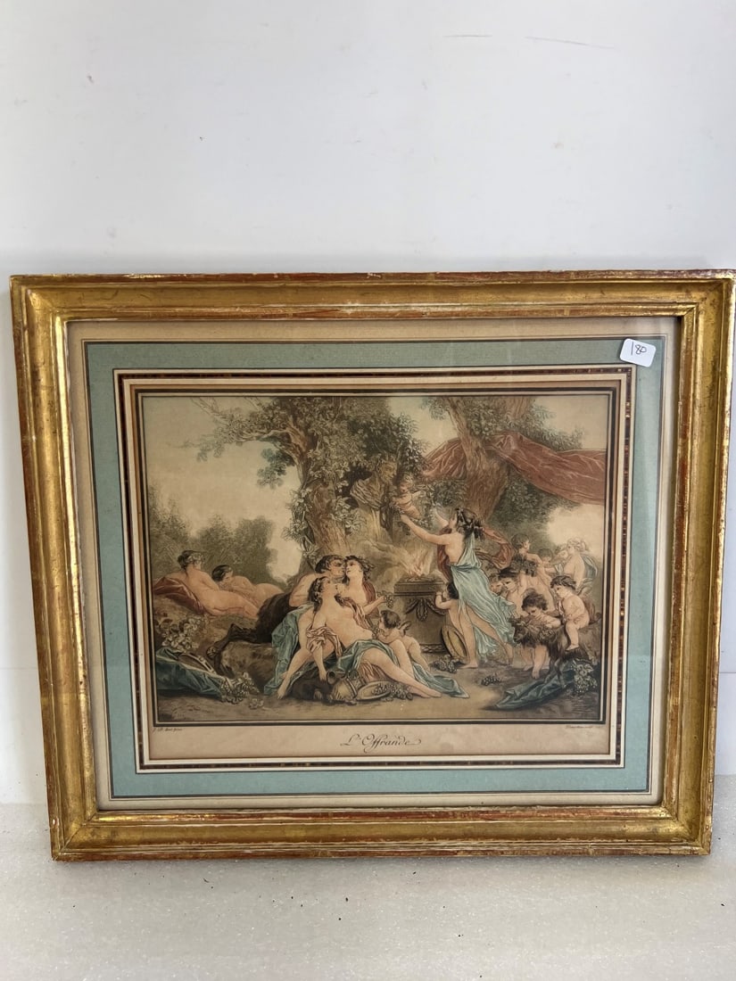 19th C. Engraving. L' Offrande 1784 (1 of 2)