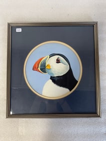 Watercolo A Puffin . Framed.
