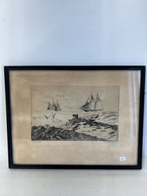 Etching, Nantucket, Lionel Barrymore Sgd.
