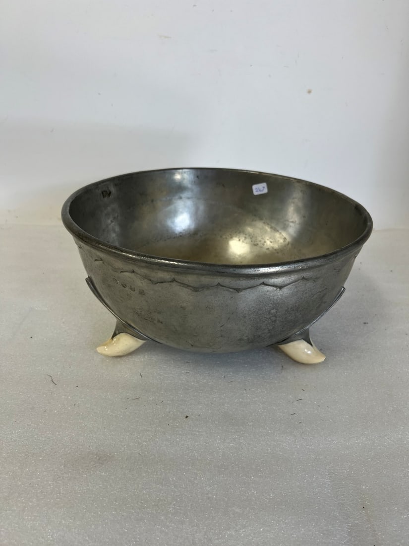 Fratelli. Italian Silverplate Bowl: Feet probably ivory. As pictured. One covering not present. 6"H x 12"W