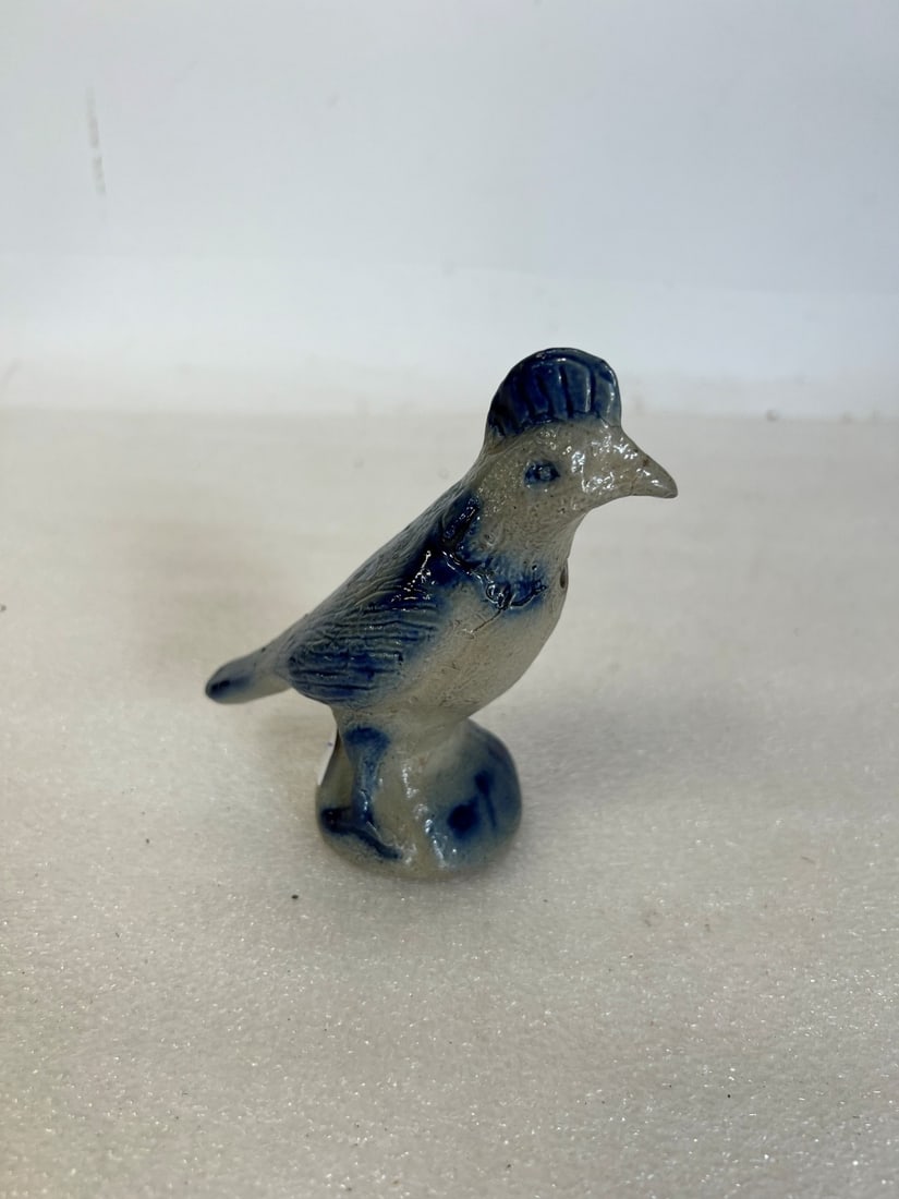 Blue Decorated Stoneware Bird. (1 of 2)