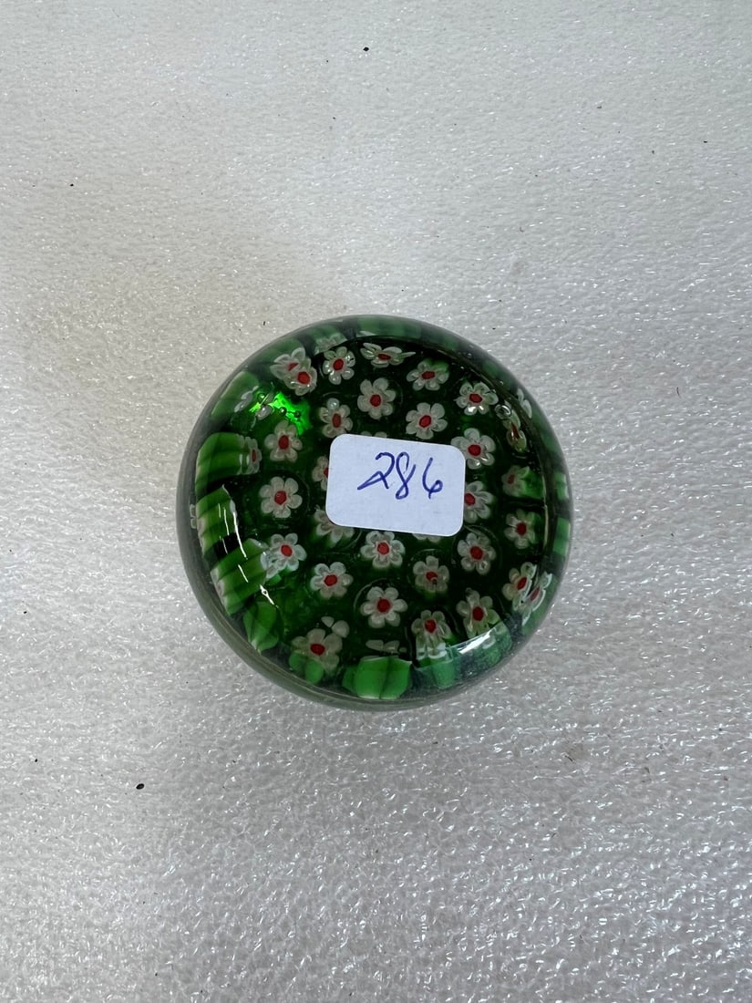 Small Vintage Millefiore Paperweight: 2"W 2"H