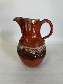 Hand Made Vintage Redware Pitcher