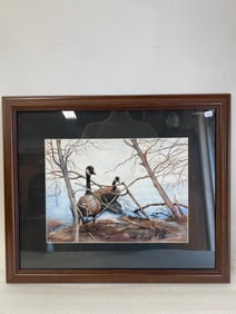 E. Waterbury Geese in Winter Scene