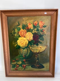 Antique Oil on Canvas Still Life