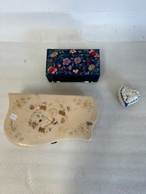 Sewing Box & Contents & Jewelry Boxes & Contents.