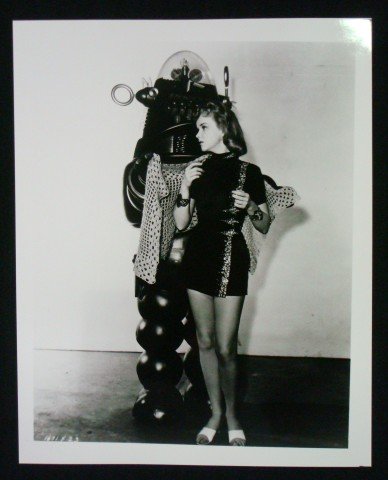 Forbidden Planet Original Negative: Black and White. Scene with Robbie the Robot and Anne Francis. 1956. Accompanied by prints from the negatives. 8' x 10"