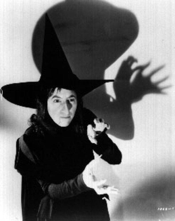 The Wizard of Oz Negative: Black and white. Margaret Hamilton in her role as The Wicked Witch of the West. A shadow portrait. Included in the lot is a print made from the negative. 8 x 10