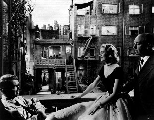 Rear Window Original Negatives (9): Black and White and Color. Scenes from Alfred Hitchcock's Rear Window with James Stewart, Grace Kelly, Hitchcock, etc. 1954. Accompanied by prints from the negatives. 8 x 10