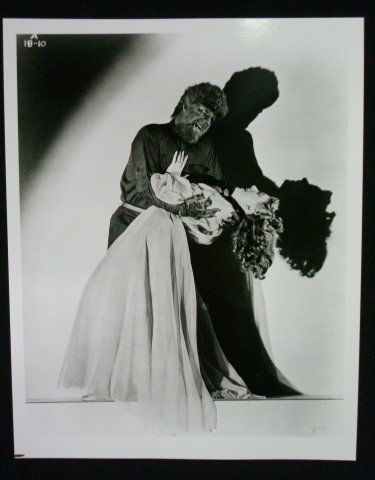 The Wolfman Original Negative: Black and White. Portrait of Lon Chaney Jr. as The Wolfman with Evelyn Ankers. 1941. Accompanied by print from the negative. 8 x 10