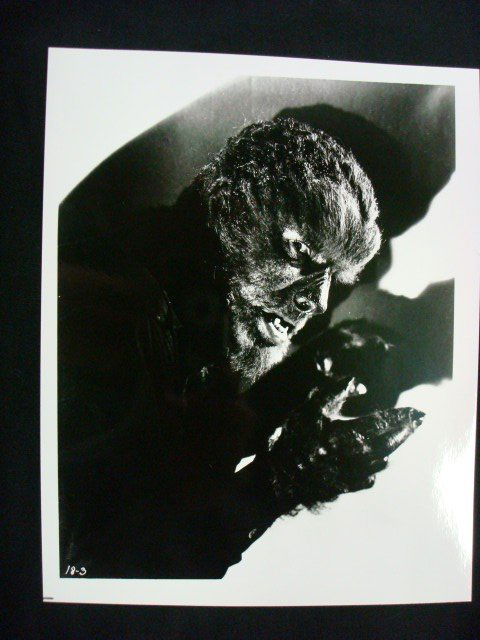 The Wolfman Original Negatives (4): Black and White. Portraits and scenes of Lon Chaney Jr. as The Wolfman with Evelyn Ankers, Bela Lugosi. 1941. Accompanied by prints from the negatives. 8 x 10