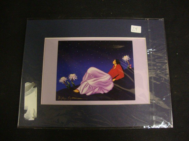 Gormon Navajo Princess Print Signed: Robert C (R.C.) Gorman (b 1931- d 2005) is widely regarded as the world's greatest American Indian artist. Here, "Navajo Princess" is gallery matted, framed, and signed in ink-paint by Mr. Gorman. Ove