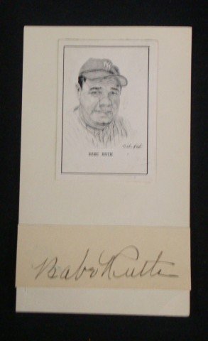 Babe Ruth Cut Signature: Applied to a card.