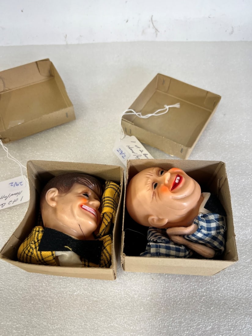 Kennedy-Kruschev Hand Puppets.: Each in the original box. Political memorabilia hard to find.