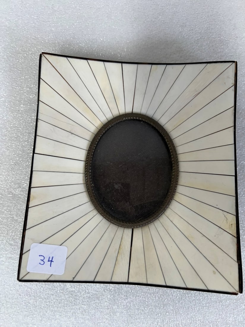 Antique Tortoise Shell and Bone Frame: As pictured. 6 1/2"H x 6"W