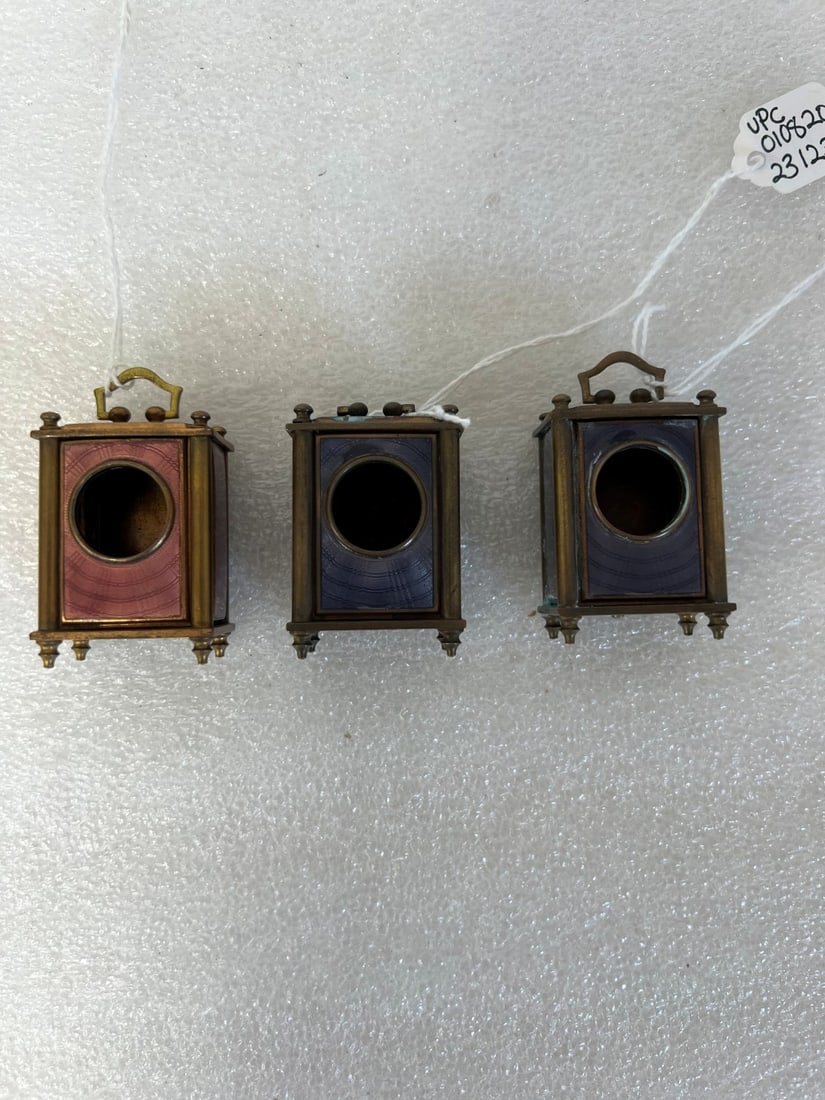 Rare Miniature Clock Cases (3): 2"H probably sterling with guilloche