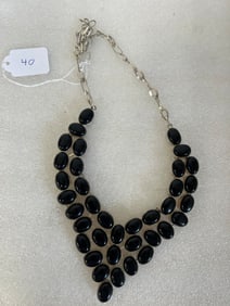 Quality Sterling Silver and Onyx Necklace