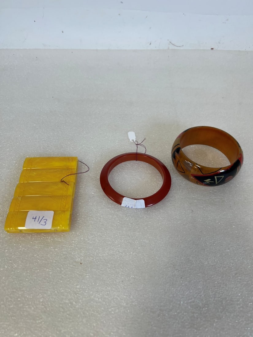 Bakelite Bracelets inc. one with Indian Signs (3) (1 of 2)
