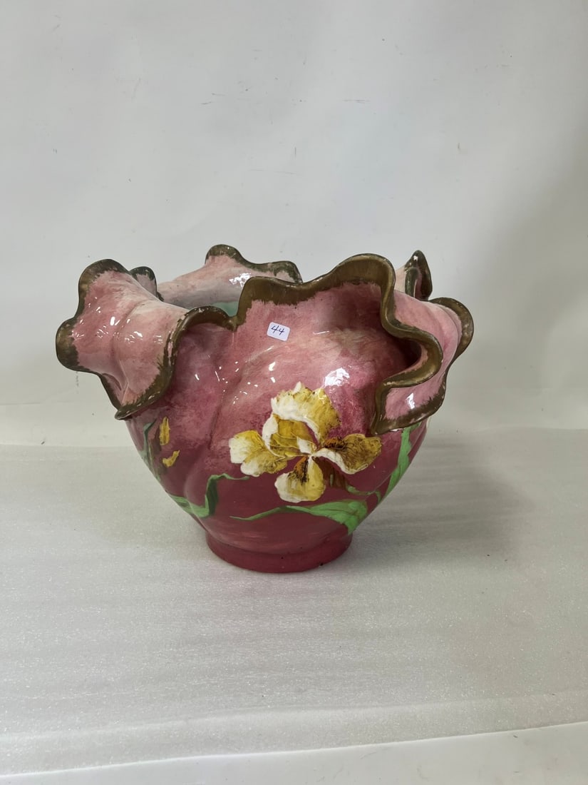 Jerome Massier Fils Villauris Jardiniere: Marked at the underside ARB Jerome Massier Fils Vallauris A.M. Minor rim chips 14. H" x 15" W