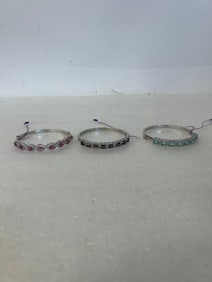 Antique Sterling Silver & Crystal Bracelets (3)