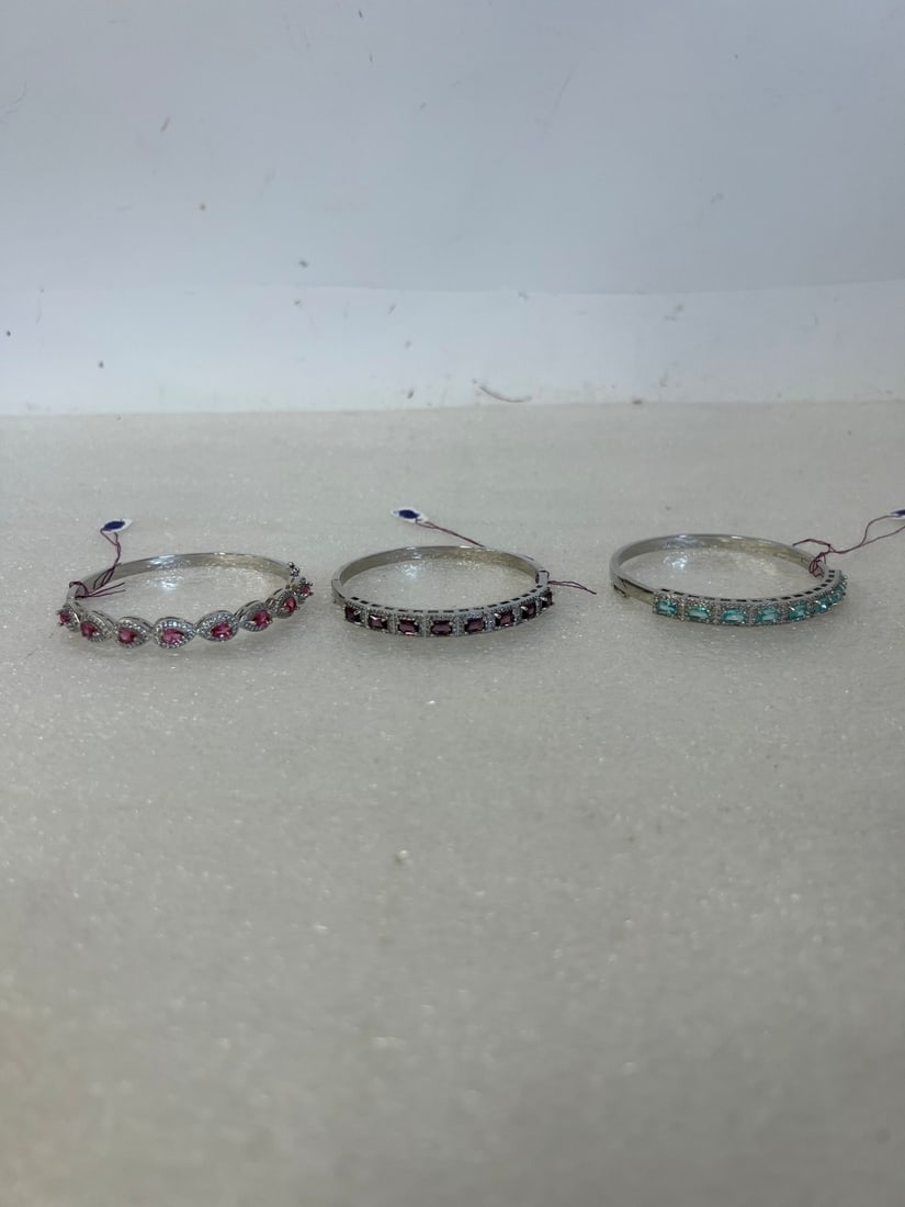 Antique Sterling Silver & Crystal Bracelets (3) (1 of 2)