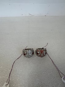 Sterling Silver Owl Rings. Ruby Eyes. (2)