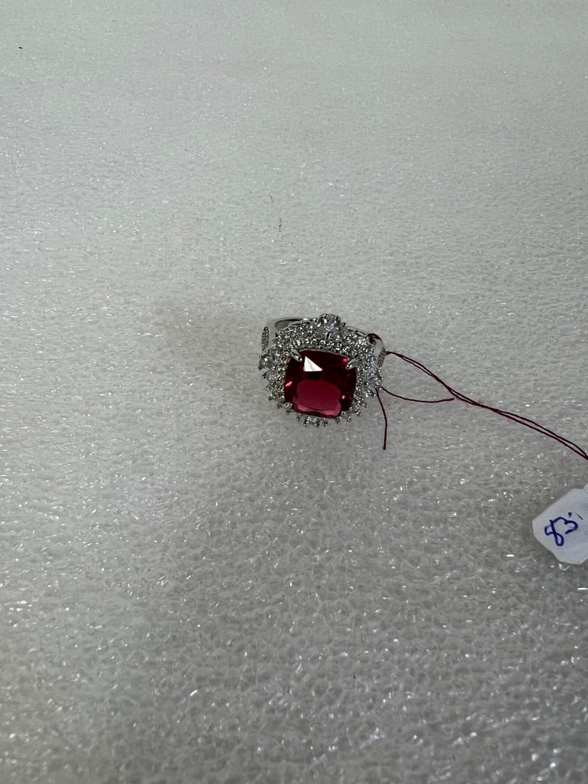 Sterling Silver and Garnet Ring: Marked
