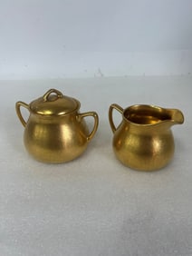 Pickard Gold Creamer and Sugar