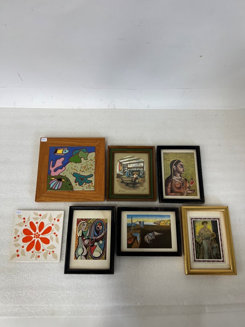 Dealer;s Lot of Tiles & Prints (7): 8 3/4" x 8 1/2:W to 6" x 6"