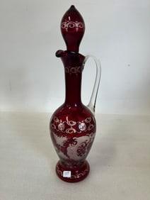 Antique Cranberry to Clear Pitcher