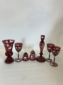 Large Collector's Lot of Antique Cranberry Glass (7)