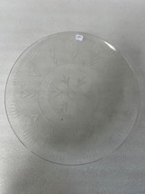 Antique Etched Glass Serving Platter