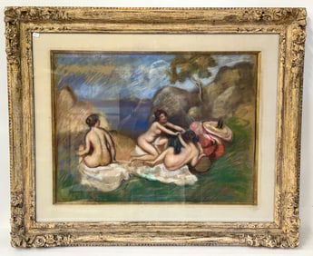 Pierre Augustus Renoir(attributed to); Pastel Bathers Signed