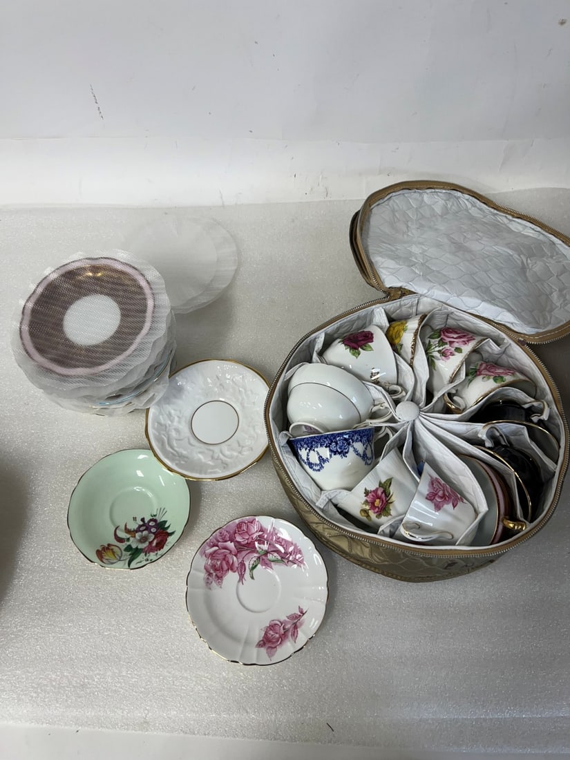 Antique Cups and Saucers (11 sets)): Including Royal Albert; Salisbury, Royal Standard, Queen Anne, Tudor Rose, Bavarian and others. Eleven cups and saucers in the lot with extra saucers.