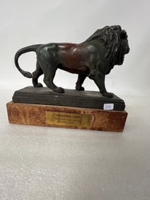 Commemorative Walking Lion on Base