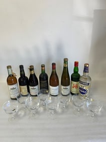 Cristal D' Arques Stemmed Wines (8) & a Lot of Liqeur(six bottles)