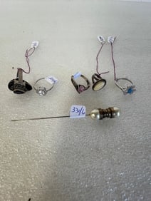 Antique Hat Pin & Five Antique Rings.