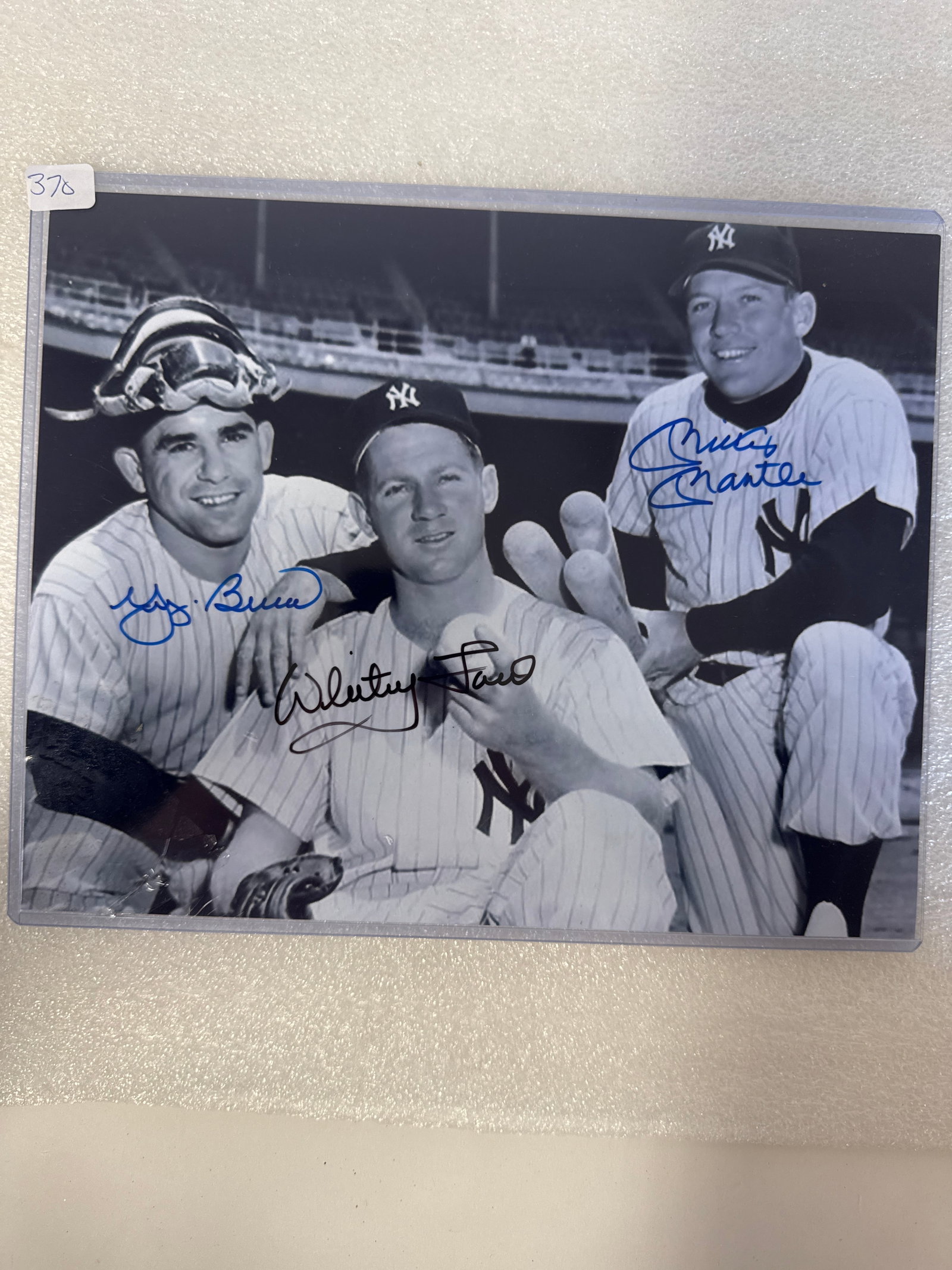 Mickey Mantle, Whitey Ford, Yogi Berra Photograph Autographed.: 8 x 10 With COA